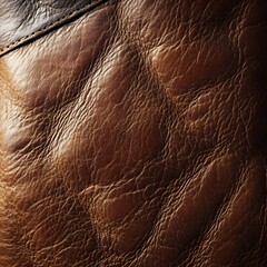 Fototapeta premium The detailed textured surface of a worn and aged brown leather material with a natural rugged and distressed appearance