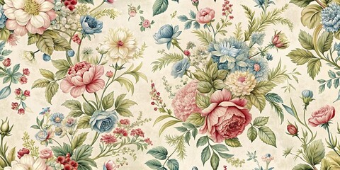 reflected toile de jouy vintage floral pattern