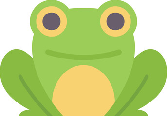 Cartoon illustration of a green frog sitting and smiling