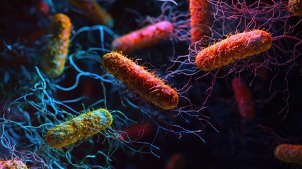 Ancient microbes under microscope reveal intricate cellular structures, showcasing their mysterious and ancient nature, ideal for scientific and educational content.