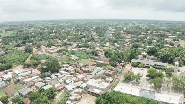 Urban aerial video on togoville togo