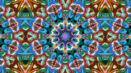 Abstract colorful psychedelic mandala kaleidoscope background pattern for a summer music festival