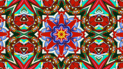 Abstract colorful psychedelic mandala kaleidoscope background pattern for a summer music festival