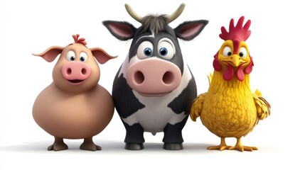 Fototapeta premium Funny Cartoon Animals in a Playful Group Scene