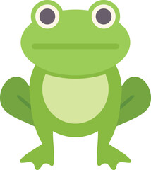 Happy cartoon frog standing and looking forward, perfect for children's books, educational materials, and nature themed designs