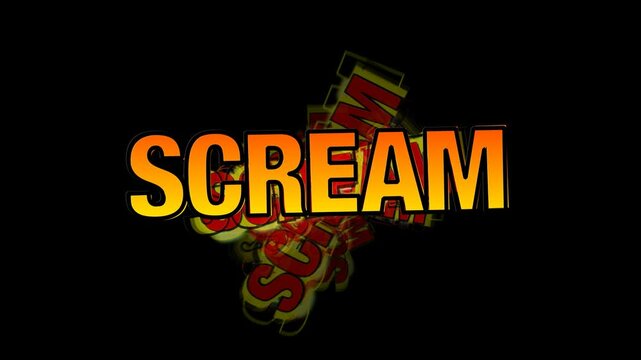 SCREAM fan prompt motion graphic with a transparent background. Use as am asset in your own animation or as a stand alone. 