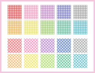 Gingham plaid pattern  set vector material