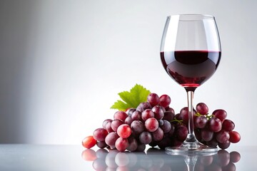 Refreshing glass of red wine with grape