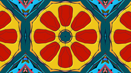 Abstract colorful psychedelic mandala kaleidoscope background pattern for a summer music festival