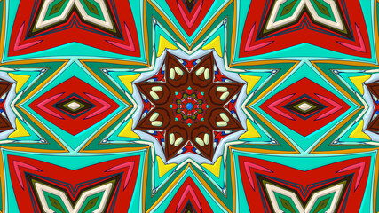 Abstract colorful psychedelic mandala kaleidoscope background pattern for a summer music festival