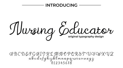 Nursing Educator Font Stylish brush painted an uppercase vector letters, alphabet, typeface