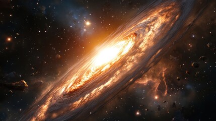 Obraz premium Astrophysics illustrations, detailed astrophysics research into the mysteries of the universe with advanced technology