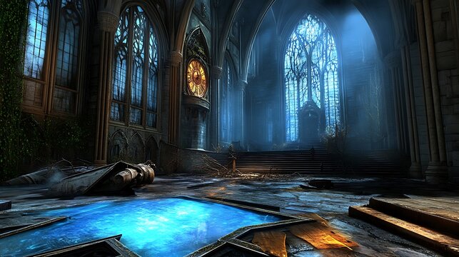 Ancient gothic cathedral interior, bathed in soft light, reveals intricate religious art and towering arches, a testament to centuries of faith