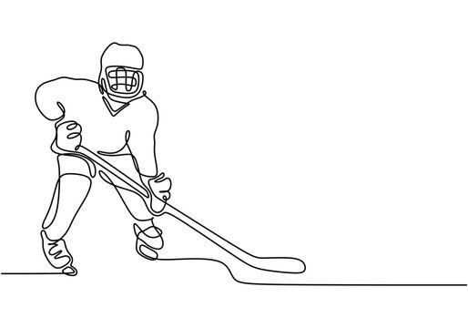 hockey player continuous line art clip art preview