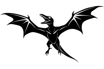 pterodactyl dangerous flying silhouette vector animal black 