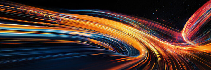 A visual representation of the universe expanding in dynamic, flowing shapes. focusing on the depth of space and the wonder of creation.