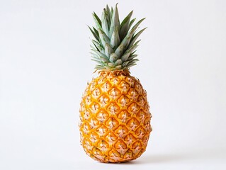 Fresh ripe pineapple on a white background with tropical yellow and green colors