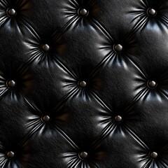 Naklejka premium Seamless Black Leather Tufted Texture Background with Repeating Luxurious Pattern for Premium Design Usage