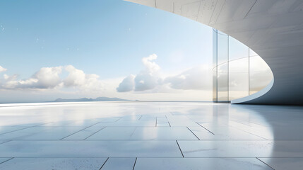 Empty square and modern buildings, car advertising background picture