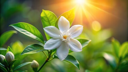 Naklejka premium Jasmine Blanc: A white floral beauty, pure and radiant.