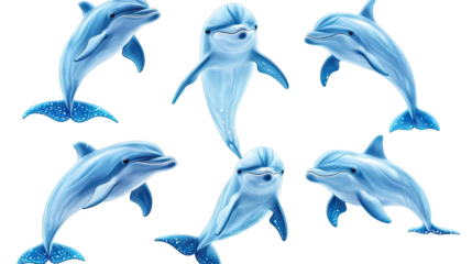 Collection of Playful Dolphins in a Whimsical and Vibrant Design Generative AI