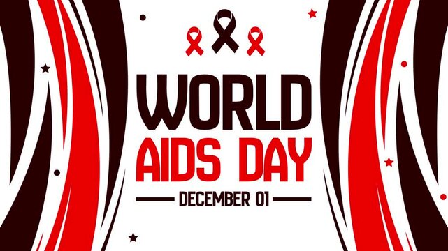 December 1st is observed as World Aids Day to spread awareness regarding the disease globally, 4k design animation with ribbons and text.