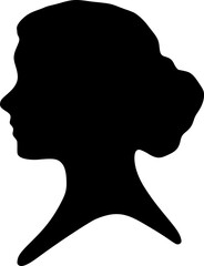 Vintage silhouette side profile portrait of a woman
