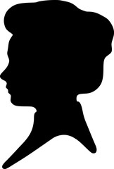 Vintage silhouette side profile portrait of a woman