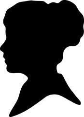 Vintage silhouette side profile portrait of a woman