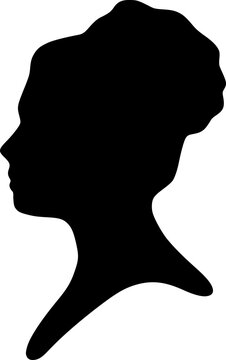 Vintage silhouette side profile portrait of a woman