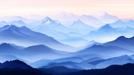 Fototapeta premium Soft Focus Snow-Capped Peaks with Gentle Lighting