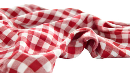 Fototapeta premium Red checkered cloth on white and transparent background 