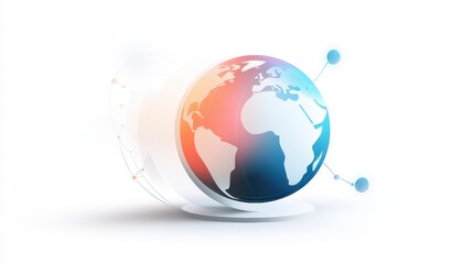 Colorful Globe Icon with Geometric Features