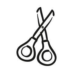 pen drawing style scissors icon illustration