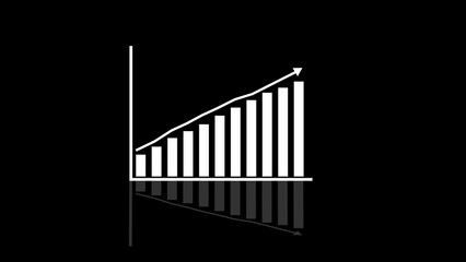 Business Financial Growing Business Income And Earnings. Black background.
