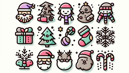 Fototapeta premium Merry Christmas illustration, retro 90s style