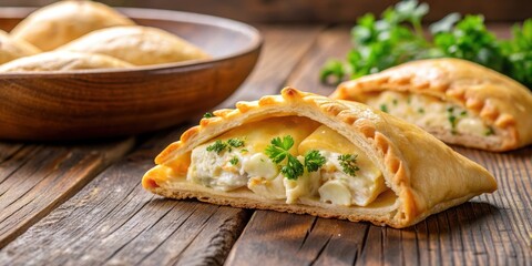 Delicious Brazilian chicken pastry filled with creamy catupiry cheese , Brazilian, food, snack, appetizer, pastry, traditional
