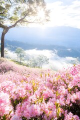 Obraz premium Blooming Azaleas in Spring Landscape