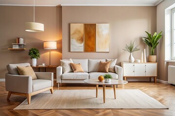 Fototapeta premium This neutral abstract piece in beige and white offers a calming aesthetic, beautifully complementing contemporary interiors while adding sophistication and understated luxury.