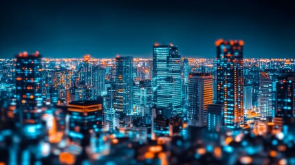 Obraz premium Vibrant City Nightscape with Gradient Lighting Effects