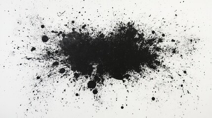 Fototapeta premium Abstract Black Ink Spatter on White Background Texture Design Element Art