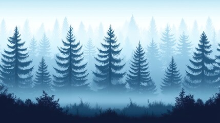 Obraz premium Serene misty forest landscape at dawn
