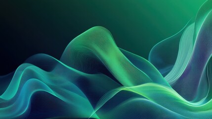 Obraz premium A vector background with abstract waves and curving lines in shades of green and blue, creating a fluid and futuristic design, perfect for business and corporate branding