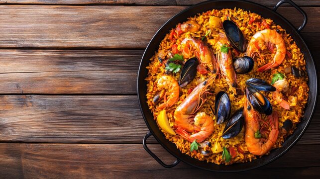 Vibrant Paella with Saffron and Fresh Seafood