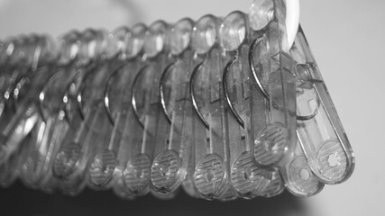 A photograph of plastic clips for drying laundry.