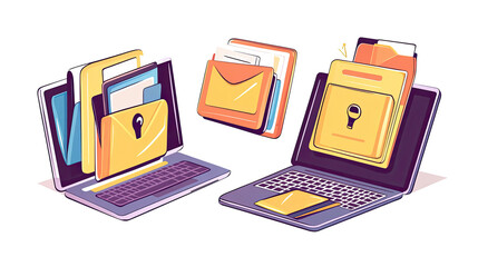 File Folders on Laptop Screens With Transparent Background Generative AI