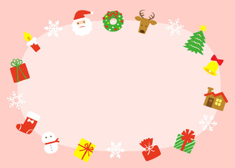 クリスマスのシンプルかわいいフレームイラスト／Simple and cute Christmas frame illustration