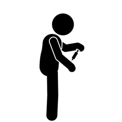 illustration of flat stick figure character giving an injection