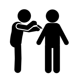 illustration of flat stick figure character giving an injection