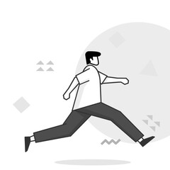 illustration of a flat character running while jumping